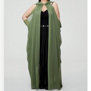 Sheer Hooded Forest Fairy Cape Sz 12 Long Draped Green Ren Faire Cosplay Top